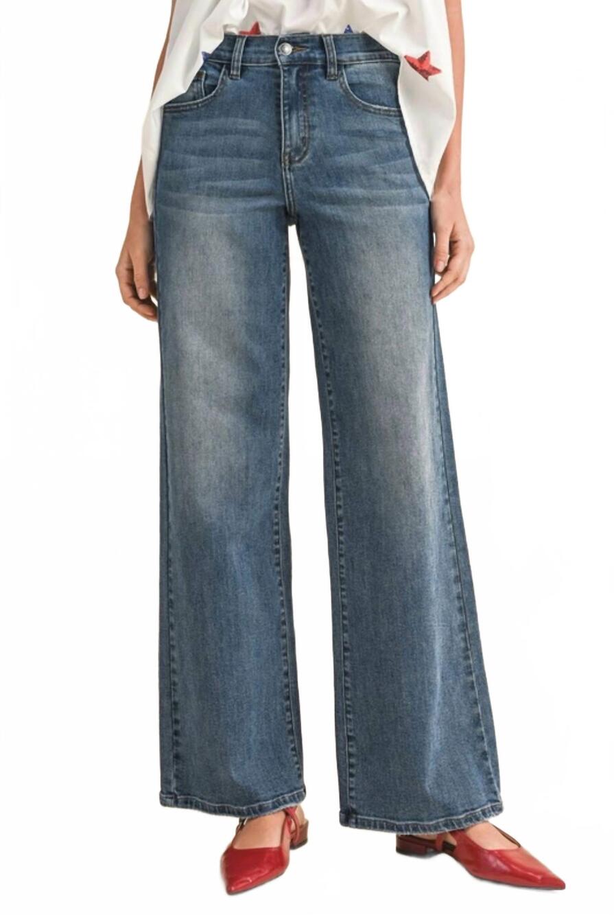 NEW ANNIEWEAR stretch wide leg jean in blue